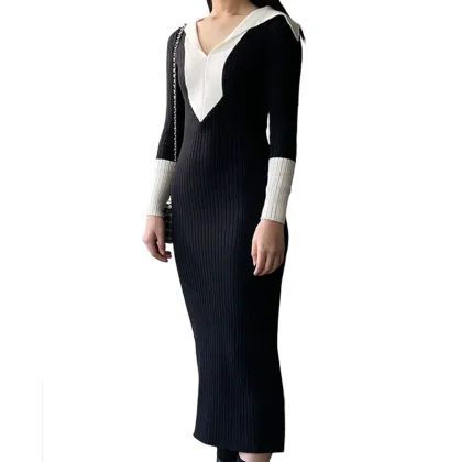 2023 Autumn Sexy Fashionable V Neck Sweater Dresses for Women