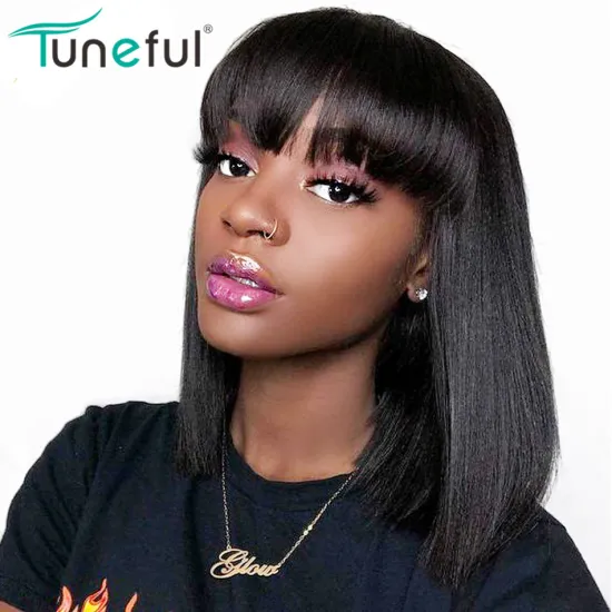 Wholesale Straight Bob Wig Brazilian Remy Hair Human Hair Wigs For Women Ombre Color Full Machine Made Wig With Bang