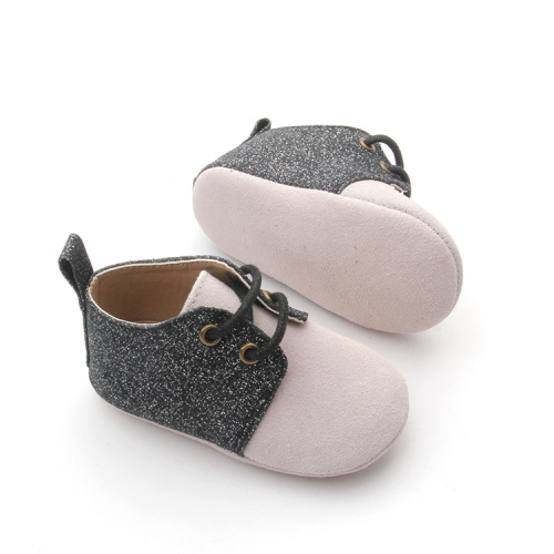 black oxfords Soft Leather Baby Prewalker Toddler shoes Supplier
