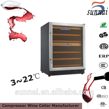 40 bottles dual zone with silver panel compressor wine fridge