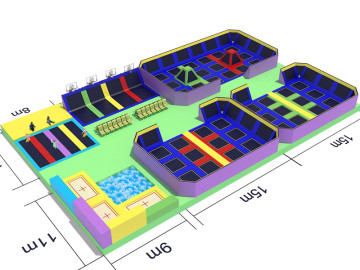 1000square Meters Indoor Trampoline with Slam Dunk, Ball Pool, Foam Pit, Dodgeball Arena