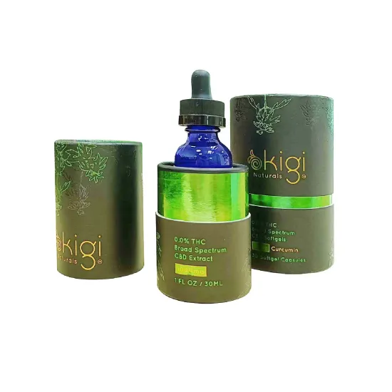 Luxury green foil paper tube packaging