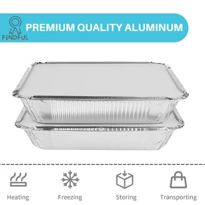 IKITCHEN Aluminum Pans with Lids - Disposable Tin Foil Pans for Baking & Meal Prep