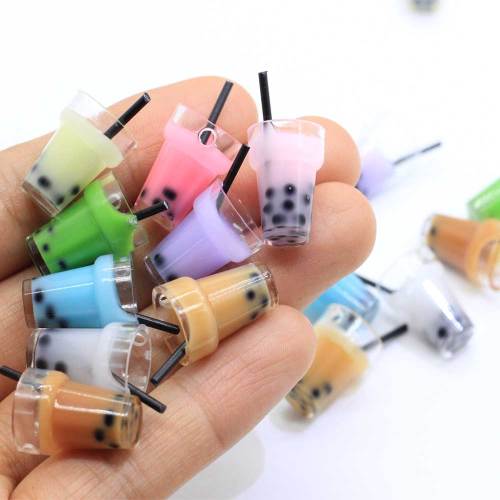 Assorted Resin Miniature Dollhouse Tea With Milk Cup Multi Color Resin Dollhouse Milky Tea Cabochons Resin Tea Mugs Charms