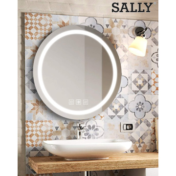 Miroirs de maquillage dimmables à cercle rond LED SALLY pour salle de bain