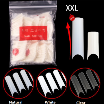 Professional XXL C Curve Square Coffin Nail Tips: 500pcs Artificial Soft Nail Tips for Salon Use