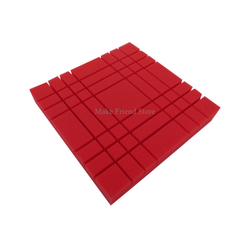 6/12Pcs 300x300x50mm Studio Acoustic Foam Grid Pattern Soundproofing Protective Sponge Sound-Absorb Foam Sealing Panel Red