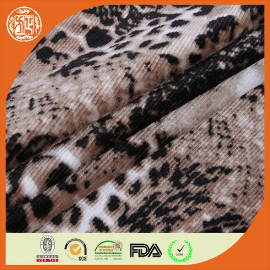 2014 Best quality leopard printed corduroy fabric