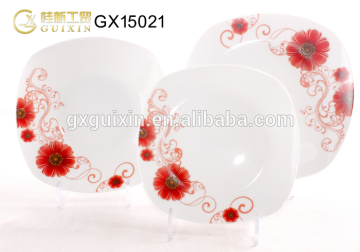 GUIXIN 18-piece Ceramic Tea set with Plate, Service for 6, Luxury Garden Flower, Red