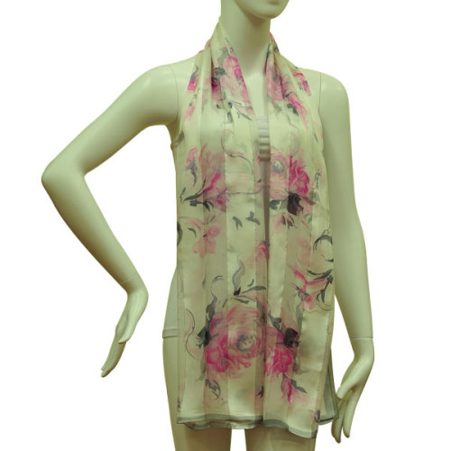 100% chinese silk fabric floral silk scarf