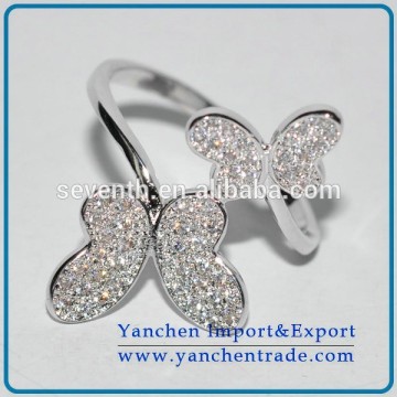 New Diamond Ring Latest Stretch Fashion Diamond Rings Rhodium Plated Butterfly Shape