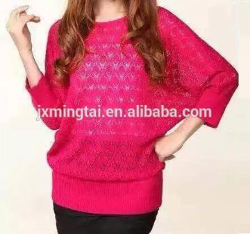 Women knitting patterns bat sleeves custom wholesales 3/4 length sleeve sweater manufacturer wholesale in China