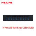 10 USB -hub udgående bærbar firkant