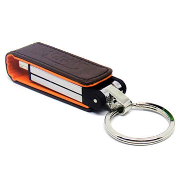 Leather USB Flash Drive with Fashionable Design, Supports Data Encryption and Hot-stamping Logos