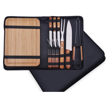 Công cụ BBQ 16 mảnh và bộ dao với túi mang da