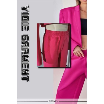 Calças de largura de cintura alta de tricô feminino