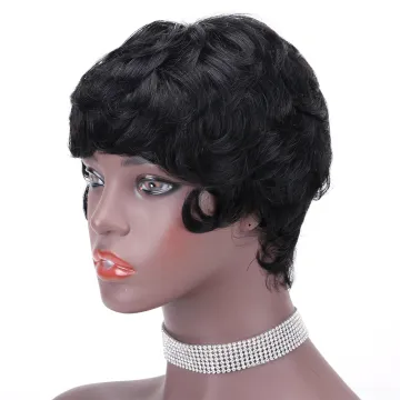 Wholesale Indian Brazilian Vrigin Remy hair Short ocean wave pixie cut Bob Wig For Black Women Curly Wave wavy Human Hair Wigs