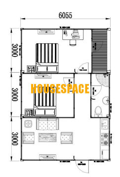 Sandwich panels Safe and stable Two Bedrooms Container Chalet With Living Area