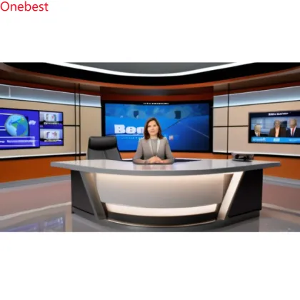 LED Futuristic News Studio Desk Furniture