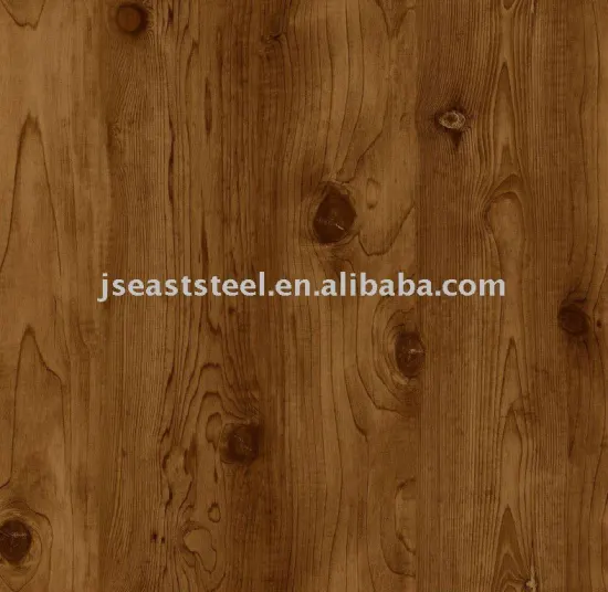 Wood grain textured metal sheet