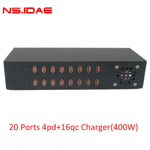 400W 20 portar 4pd+16qc -laddare