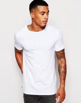 High Quality Guangzhou Custom Short Sleeve Crew Neck White Mens Cotton Elastane Breathable Fitness Skinny Fashion Plain T-Shirt