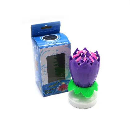 wholesale flower happy Birthday Lotus music rotating Candle