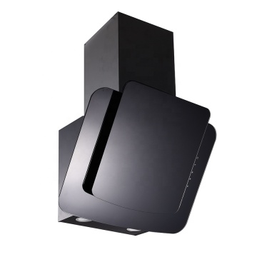 High Suction European Style Slanted Touch Control Black Glass Range Hood for Kitchens