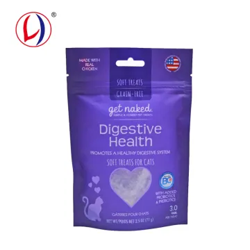 Cat Crunchy Treats Zipper Bag with Window for Cat Food Packaging