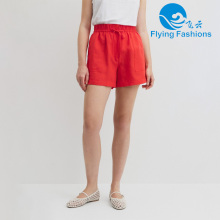 Shorts de lino rojo brillante