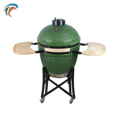 22 inch Green Big Ceramic grill egg shape body SEB Kamado charcoal barbecue grill with dust cover bamboo stick side table