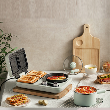 3-in-1 Home Use Electric Breakfast Maker with Sandwich Plates, Frying Pan, and Cooking Pot