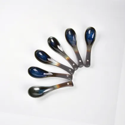 Japanese Ceramic Ramen Spoon - Gradient Blue
