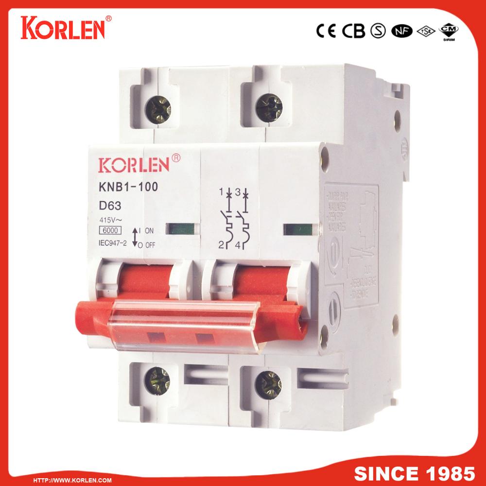 High Current 6ka Economic Mini Circuit Breaker Knb1-100