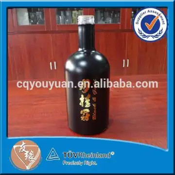 Factory wholesale boston round glass material painting black matte 750ml bottle for liquor
