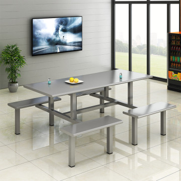 Stainless Steel Fast Food Dining Table for 4-6 People - School Canteen Table and Chair Set