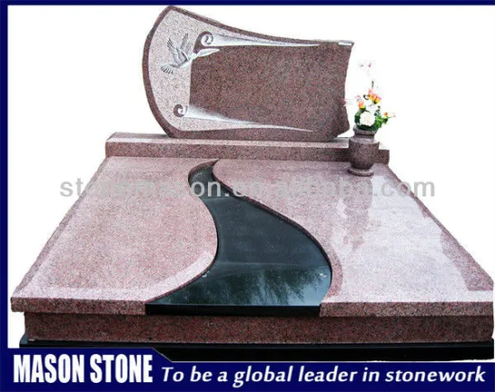 Red granite grave funeral monument
