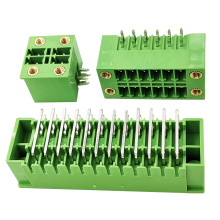 90 degree right angle PCB double bank thin terminal block connector male with locking flanges pitch 3.5MM