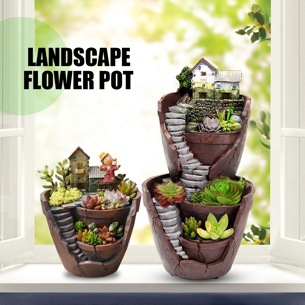 Sky Garden Micro Landscape Flower Pot Planter Bonsai Succulents Plants Garden Pots for Office Home Decoration Craft Ornaments