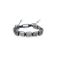 Bracelet à breloques crâne personnalisé tissé réglable hématite bijoux de mode pour les hommes