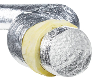 Sistem HVAC ISO aluminium terlindung saluran udara fleksibel dengan bulu kaca