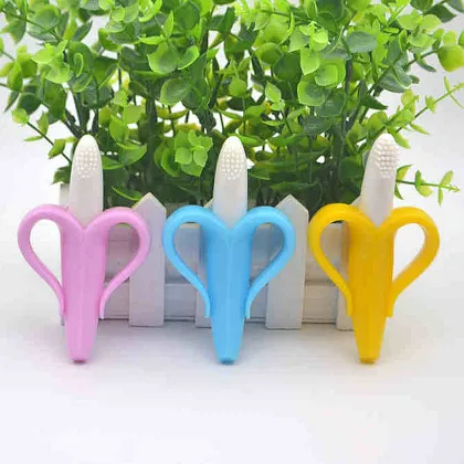 Comfortable Baby Teethers Infant Baby Boys Girls Banana Toothbrush Food Grade Silicone Teether silicon beads baby teething t3