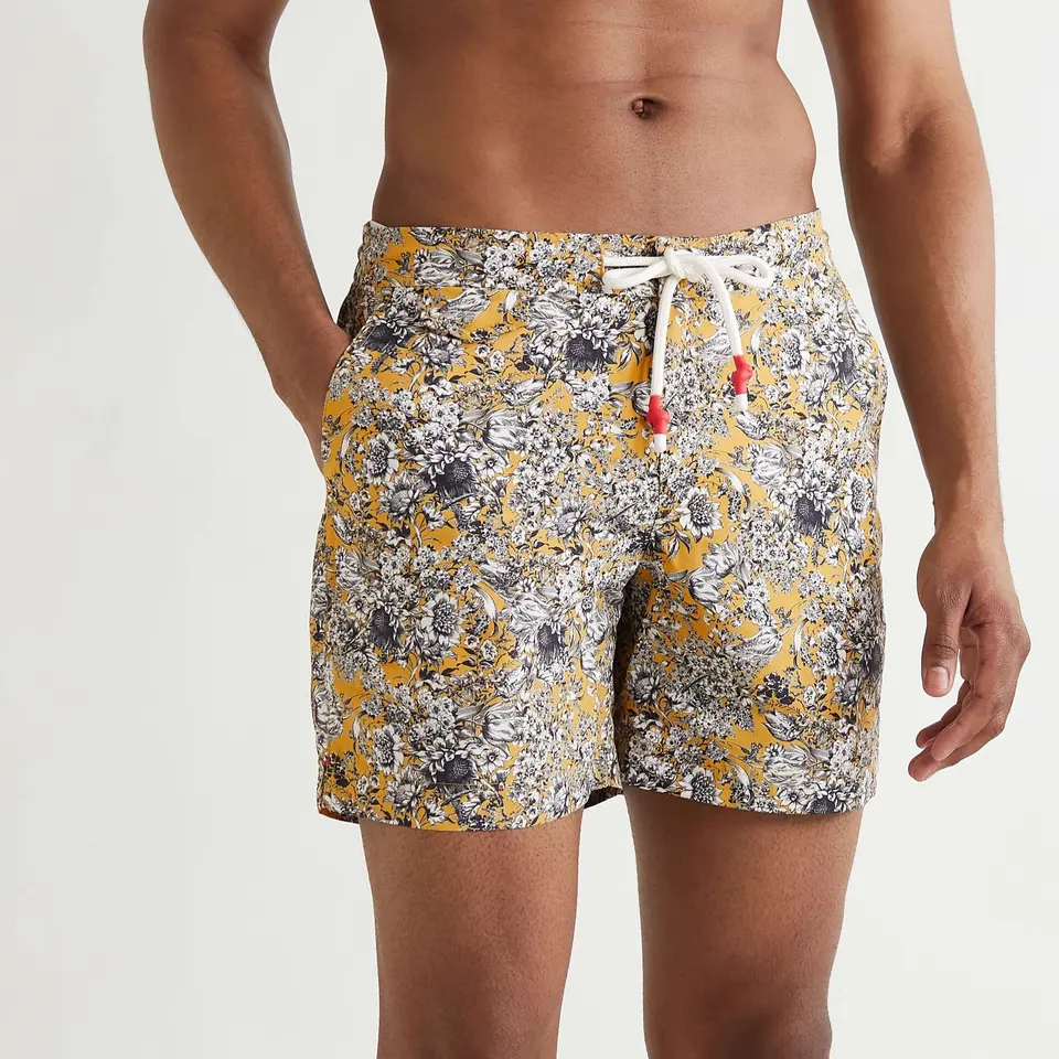 Anpassade män Swim Trunks Custom Designer Badkläder Shorts Beachwear Hög midja blommig tryckta strandshorts för män