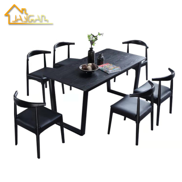Modern 6 Seater Black Oak Kitchen Table and Chair Sets