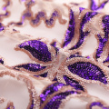 Purple Gold Sequins Lace Embroidery Fabric