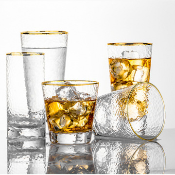 LOGO LOGO Custom Gold Blim martelou óculos de água transparentes Highball