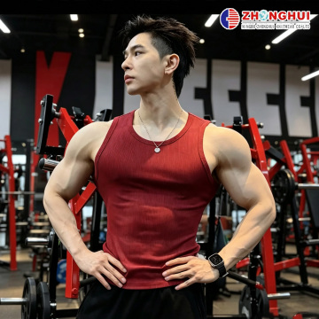 Quick Dry Red Viscose Spandex Men Tank Top