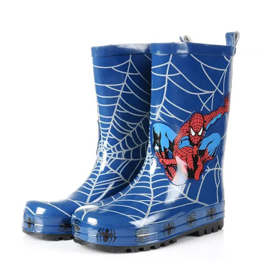 Blue Spiderman Print Waterproof Rubber Boots for Kids
