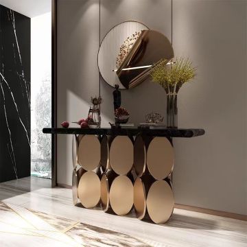 Customized Stainless Steel Marble Luxury Gold Console Table
