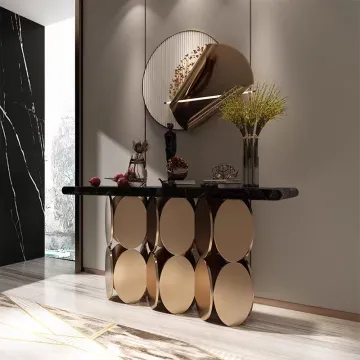 Customized Stainless Steel Marble Luxury Gold Console Table